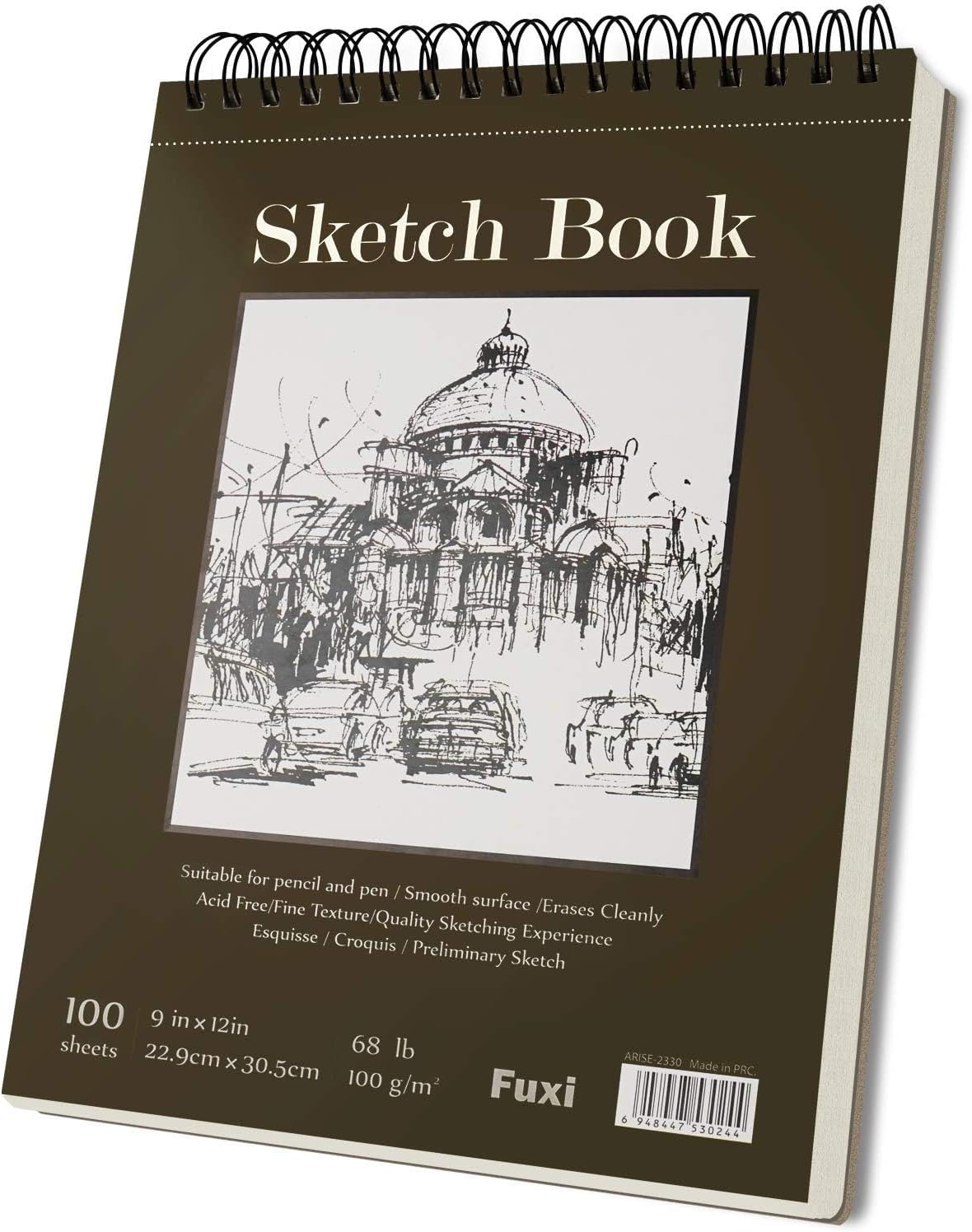 Fuxi 9 x 12 Sketch Book. Top Spiral Bound Sketch Pad. 100 Sheets 68lb/100gsm Acid-Free Drawing Paper. Art Sketchbook for Drawing Pad for Kids Artists & Beginners Professional Art Supplies for Adults