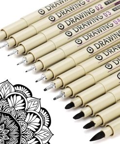 Muchcute Micro Fineliner Drawing Art Pens: 12 Black Fine Line Waterproof Ink Set Artist Supplies Archival Inking Markers Liner Sketch Outline Anime Gifts Manga Sketching Watercolor Zentangle Kit Stuff