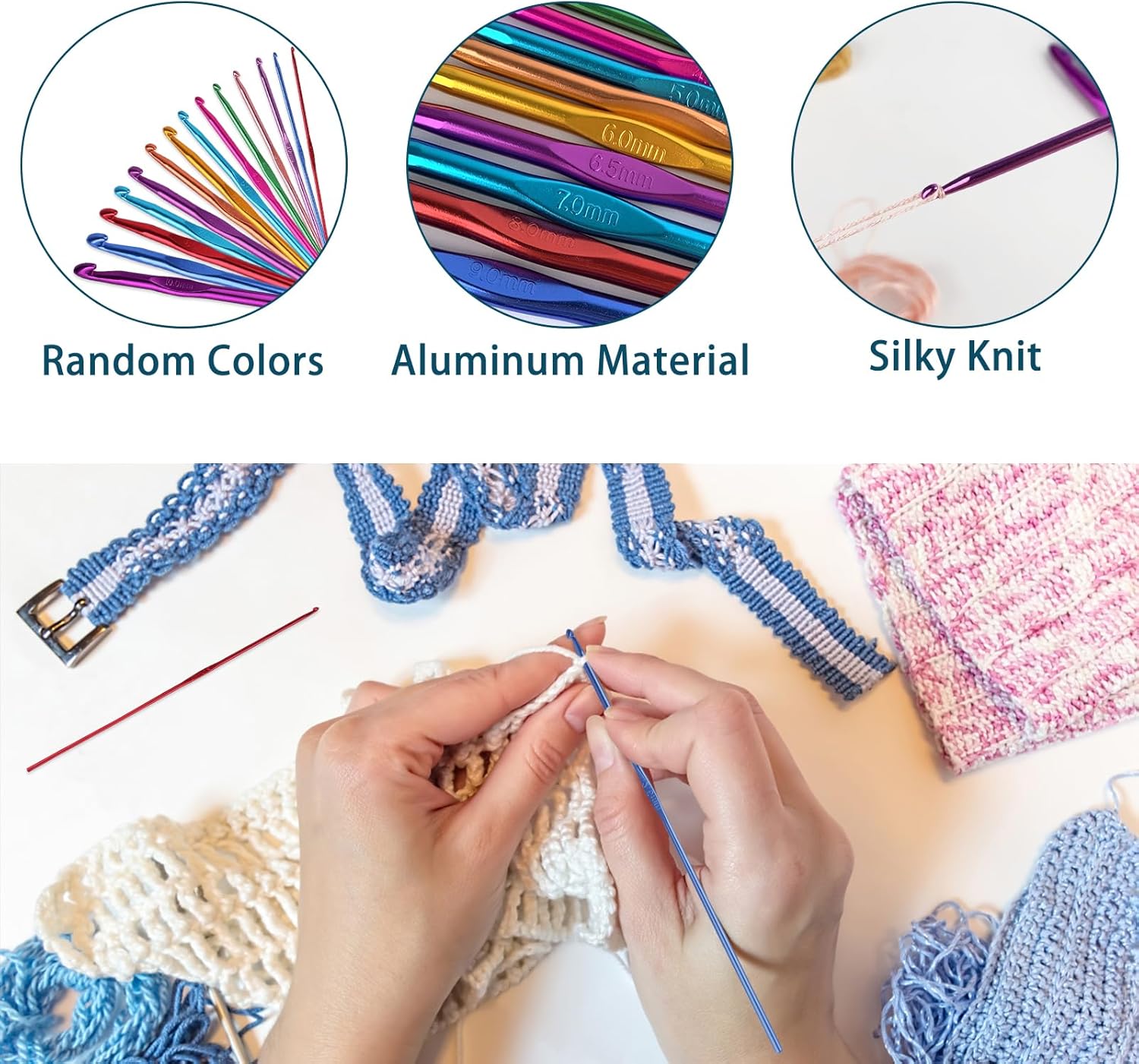 14PCS Aluminum Crochet Hooks Knitting Needles Craft Yarn 2.0mm/2.5mm/3.0mm/3.5mm/4.0mm/4.5mm/5.0mm/5.5mm/6.0mm/6.5mm/7.0mm/8.0mm/9.0mm/10.0mm - Image 3