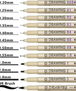 Alternative view of Muchcute Micro Fineliner Drawing Art Pens: 12 Black Fine Line Waterproof Ink Set Artist Supplies Archival Inking Markers Liner Sketch Outline Anime Gifts Manga Sketching Watercolor Zentangle Kit Stuff